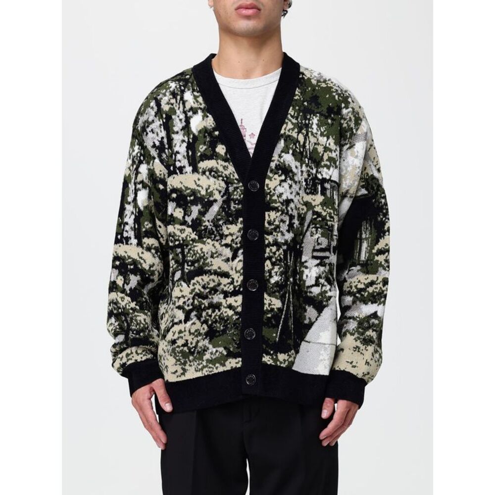 Kenzo Men V-Neck Cardigan Kenzo In A Wool Blend With An All-Over Graphic Print